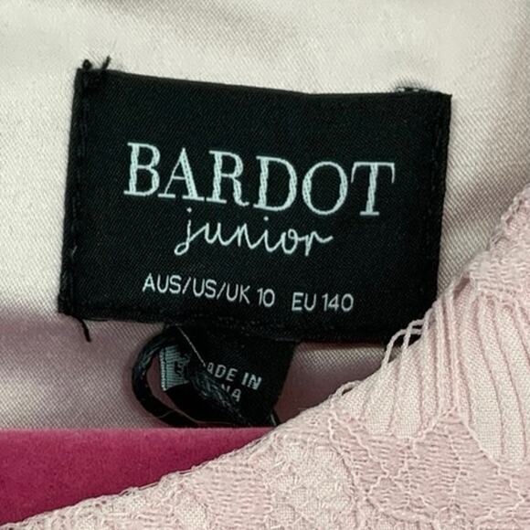 Bardot Junior Size 10 Popourri Gertrude Lace Dress Scallop Hem Long Sleeve O3-8 - Picture 4 of 10